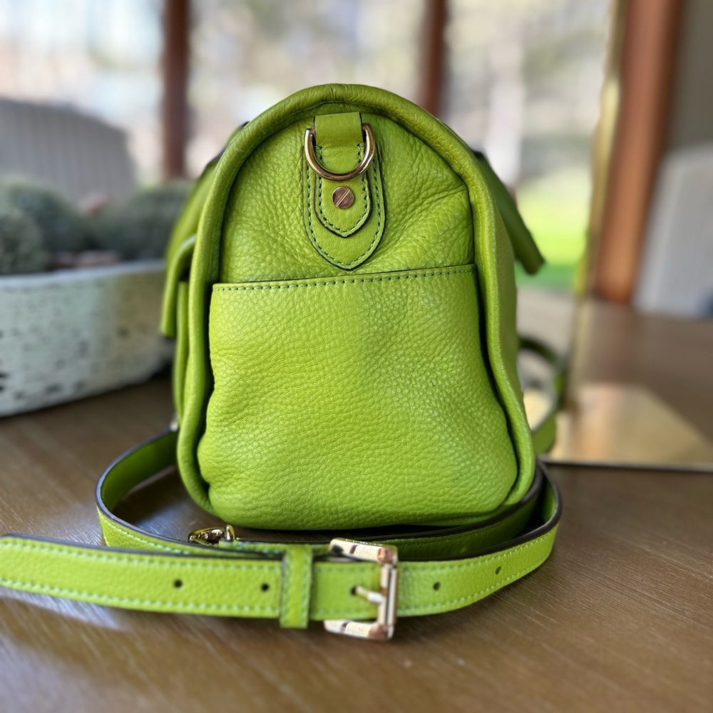 Michael Kors | rare vintage lime green leather satchel bag shoulder strap - Picture 3 of 5